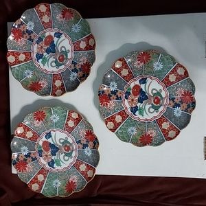 Arita Imari Fan Porcelain Salad 7 3/8 inches Vtg. 2 Left price is for Each Plate